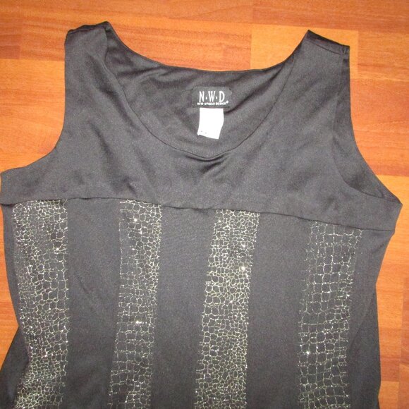 NWD Black Gold Flared Dress - Large - Picture 3 of 7